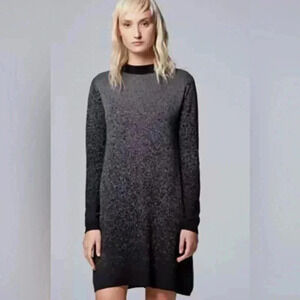 Simply Vera Wang Women Black Gray Dotted Ombre Long Sleeve Knit Sweater Dress XS
